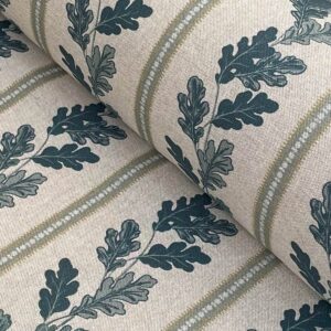 Oak Leaf Stripe fabric in blue