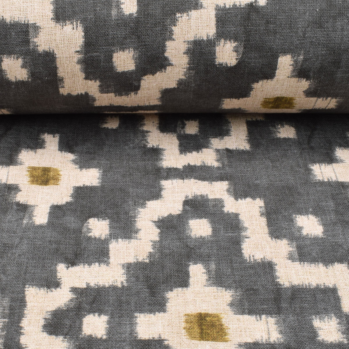 EW Solitaire fabric for curtains & Blinds in slate grey and with ochre detail