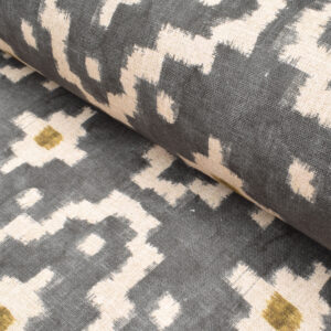EW Solitaire fabric for curtains & Blinds in slate grey and with ochre detail