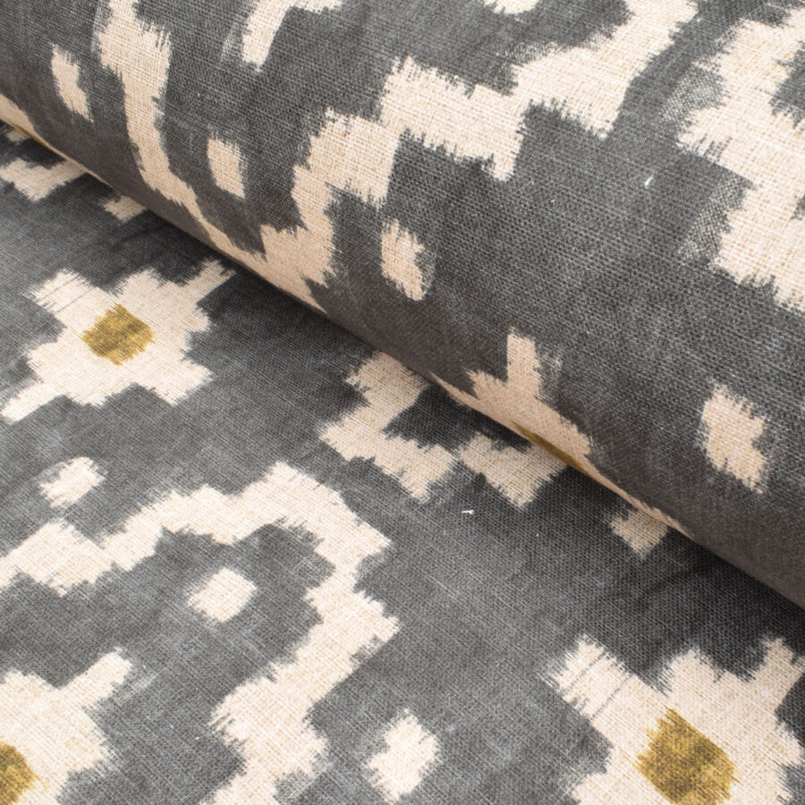 EW Solitaire fabric for curtains & Blinds in slate grey and with ochre detail