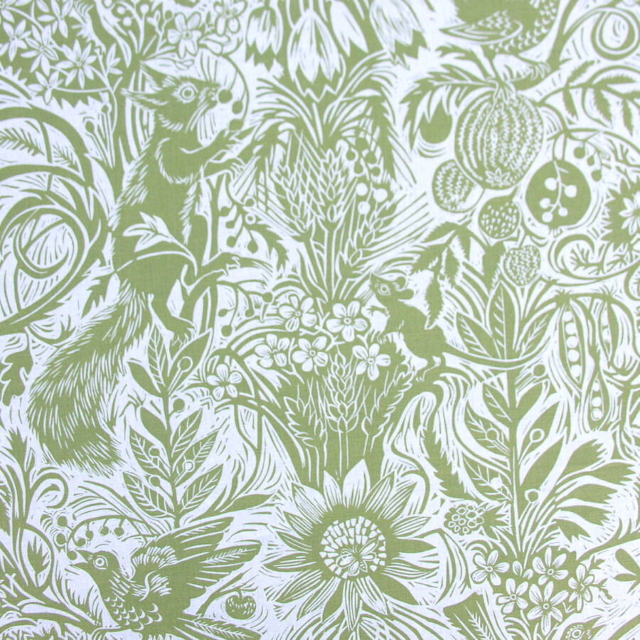 Mark Hearld Squirrel and Sunflower - Olive Green