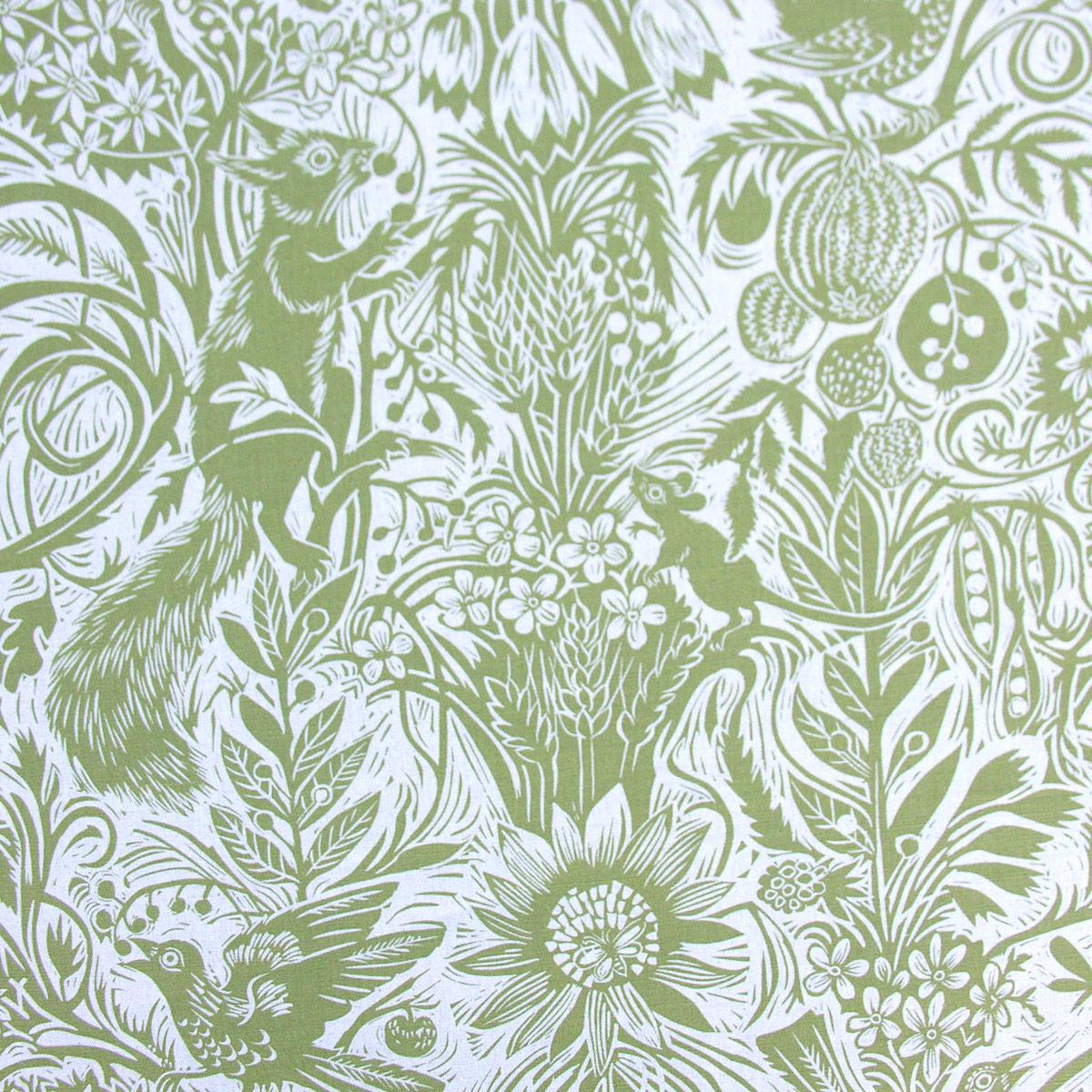 Mark Hearld Squirrel and Sunflower - Olive Green - Image 2