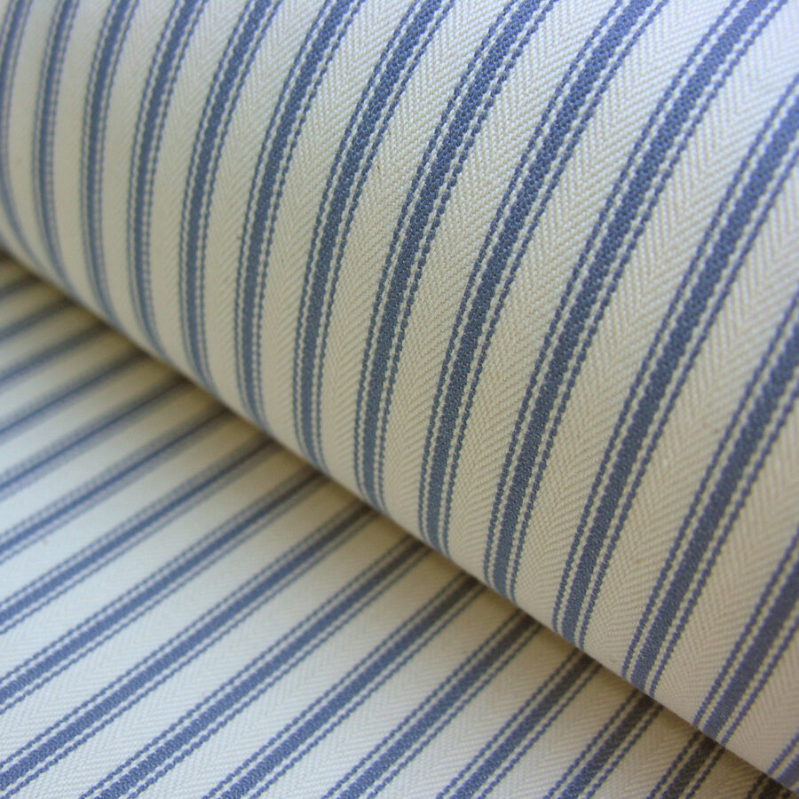 Blue Ticking Fabric, Airforce blue ticking material for curtains & upholstery
