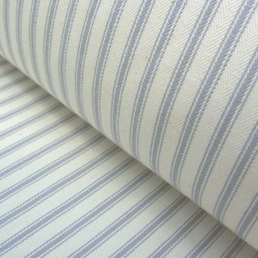 Ticking Fabric - Silver Grey