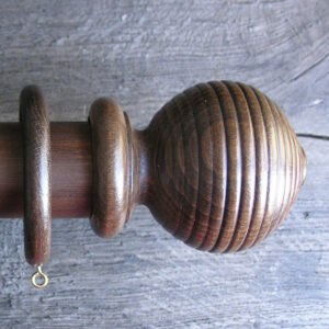 50mm Wooden Curtain Pole Set - Walnut finish - Image 2