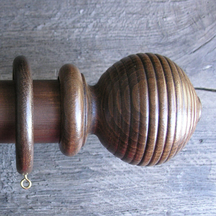50mm Wooden Curtain Pole Set - Walnut finish