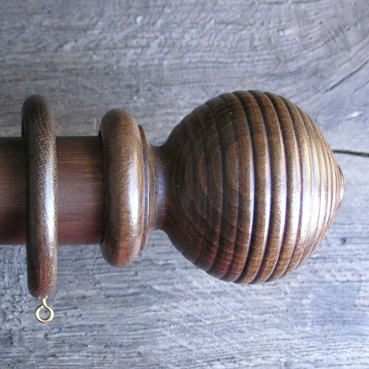 50mm Wooden Curtain Pole Set - Walnut finish - Image 2