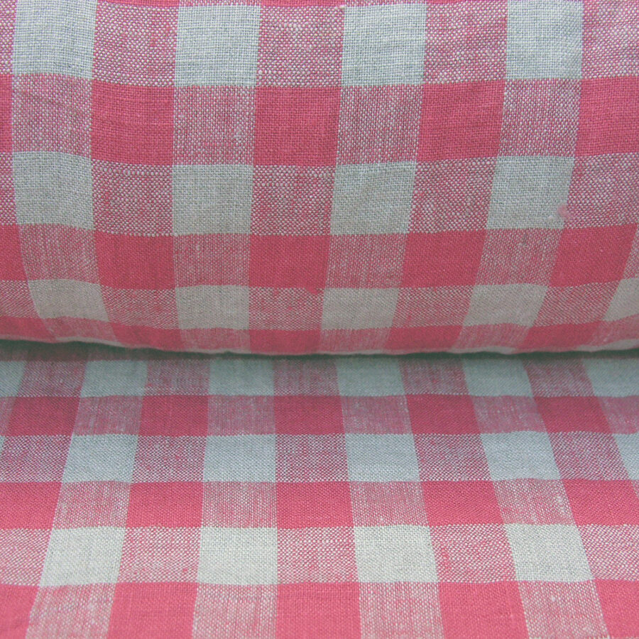 Washed Linen Check Rhubarb