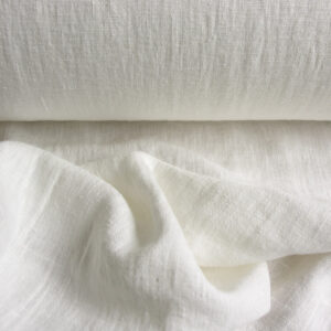 100% Linen fabric with a super soft drape, in a white just off bright white.