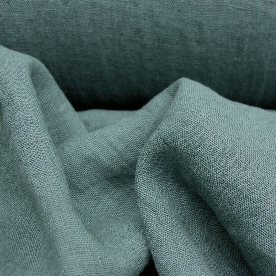 100% Linen fabric with a super soft drape in a teal blue/green. This mid weight linen is suitable for curtains and blinds where a good drape is uppermost.