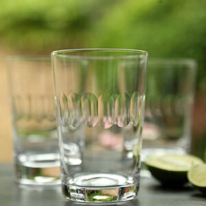 Set of Six Crystal Tumblers Lens Design