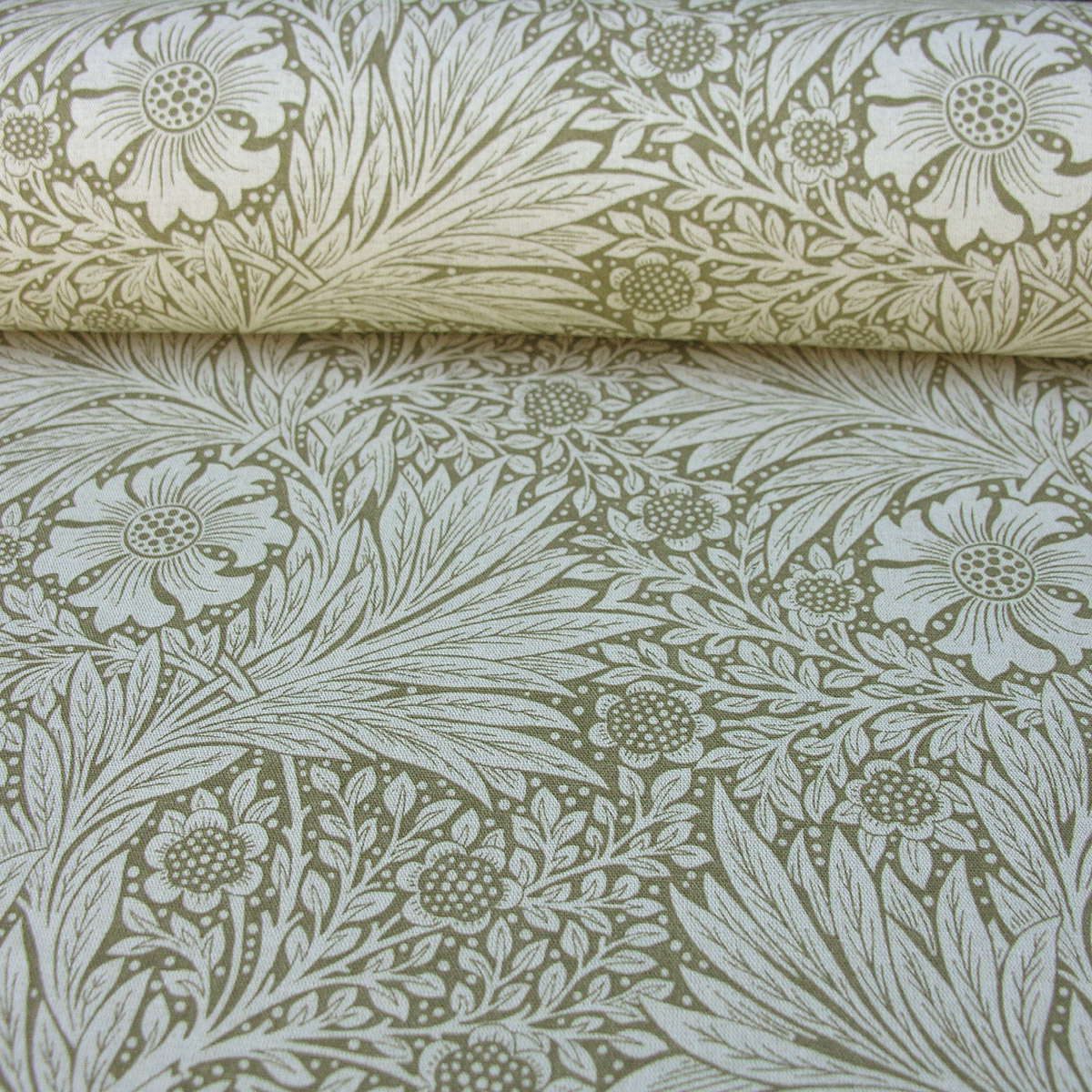 William Morris Marigold - Olive and Linen - Image 3