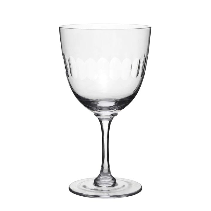 Set of Six Crystal Wine Glasses - Lens Design
