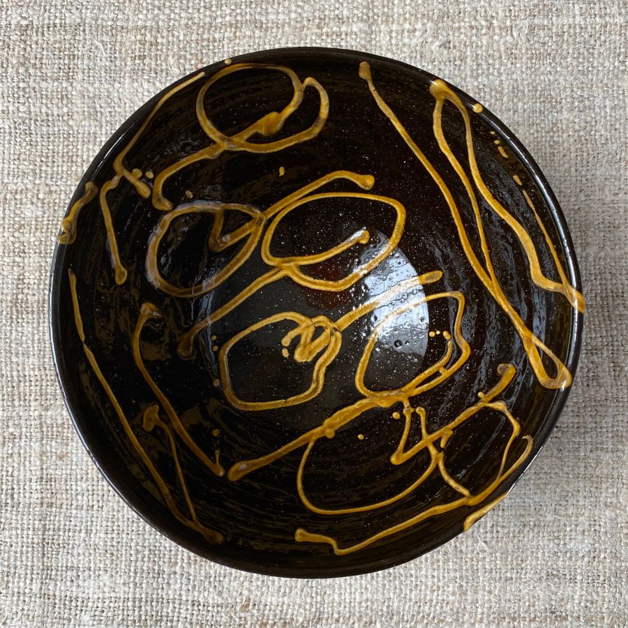 Erica Taylor Low Deep Footed Bowl - Black ETD3