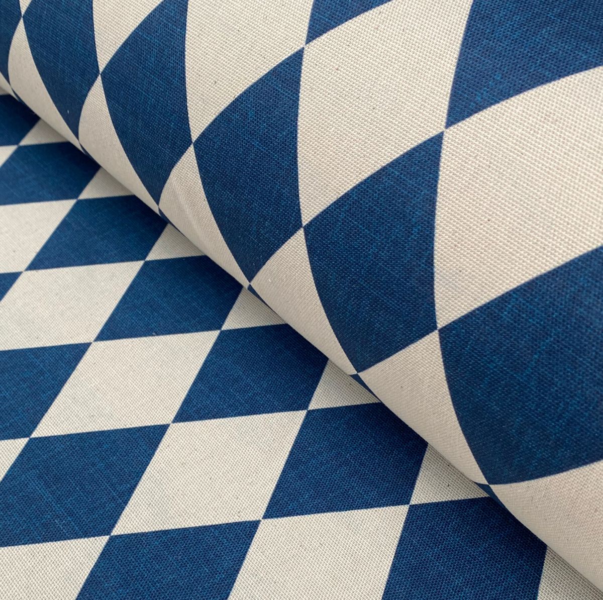 Harlequin Fabric diamond design in blue