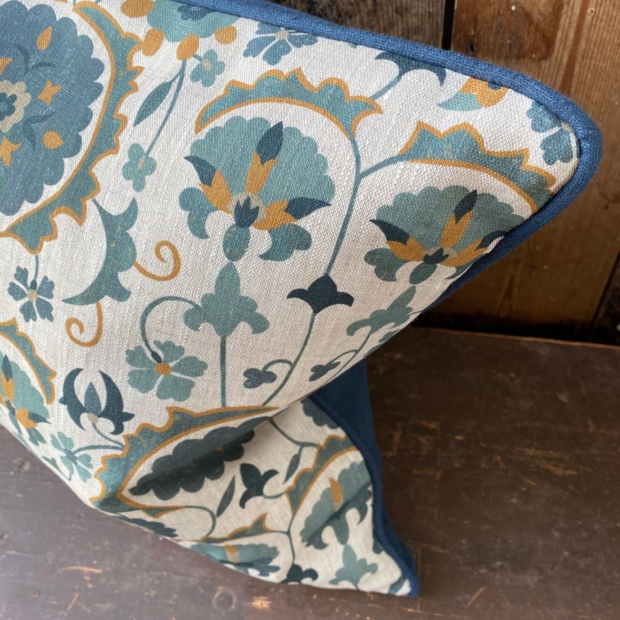 Karabair Cushion  - Teal, Ink & Ochre
