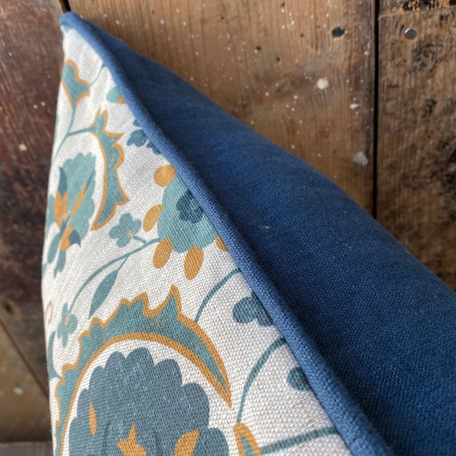 Karabair Cushion  - Teal, Ink & Ochre