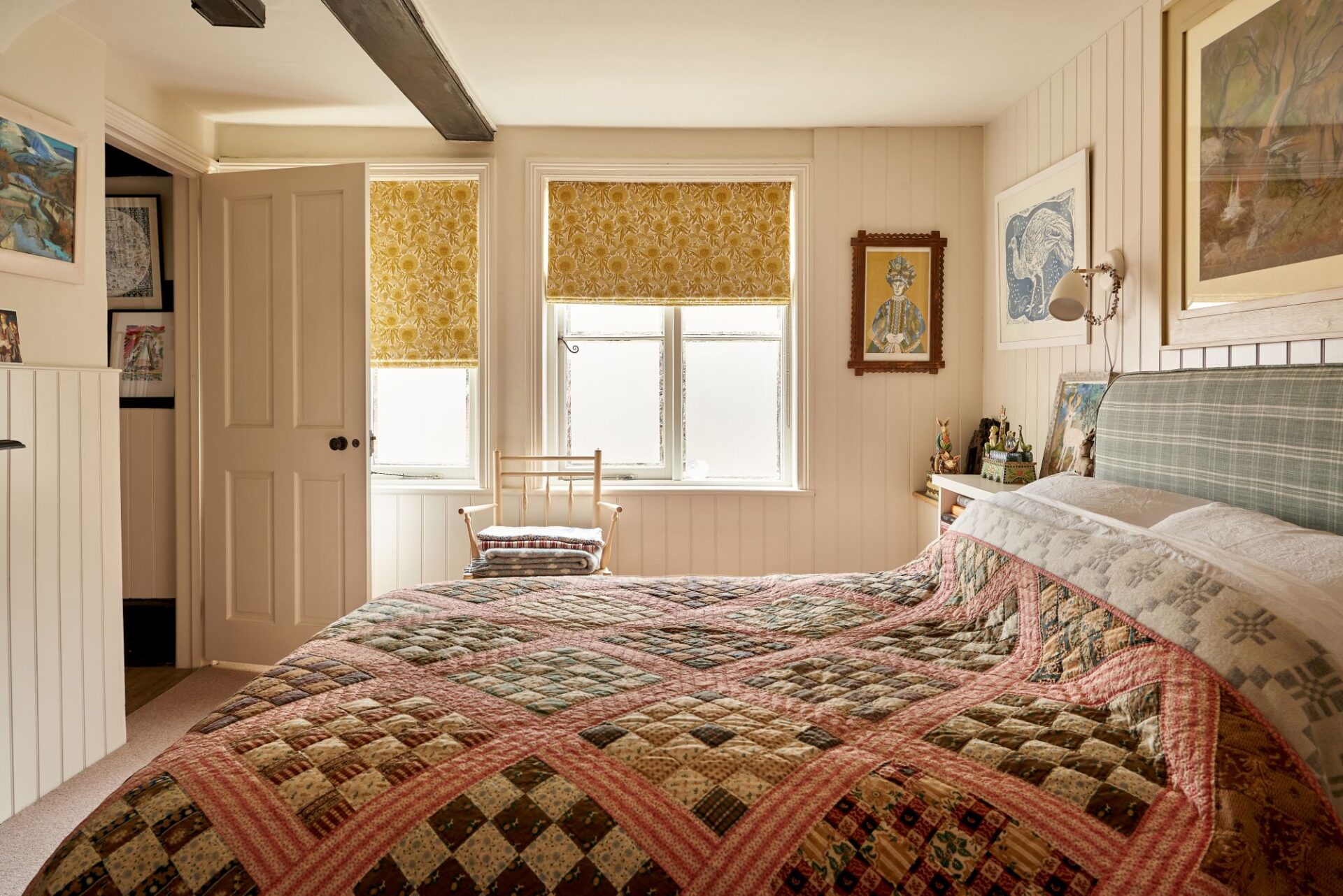 roman blind in cottage bedroom