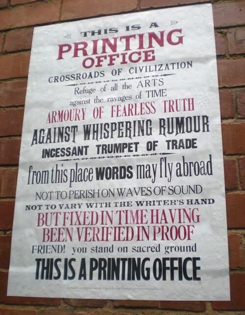 Poster by Tilleys, words by Beatrice Warde