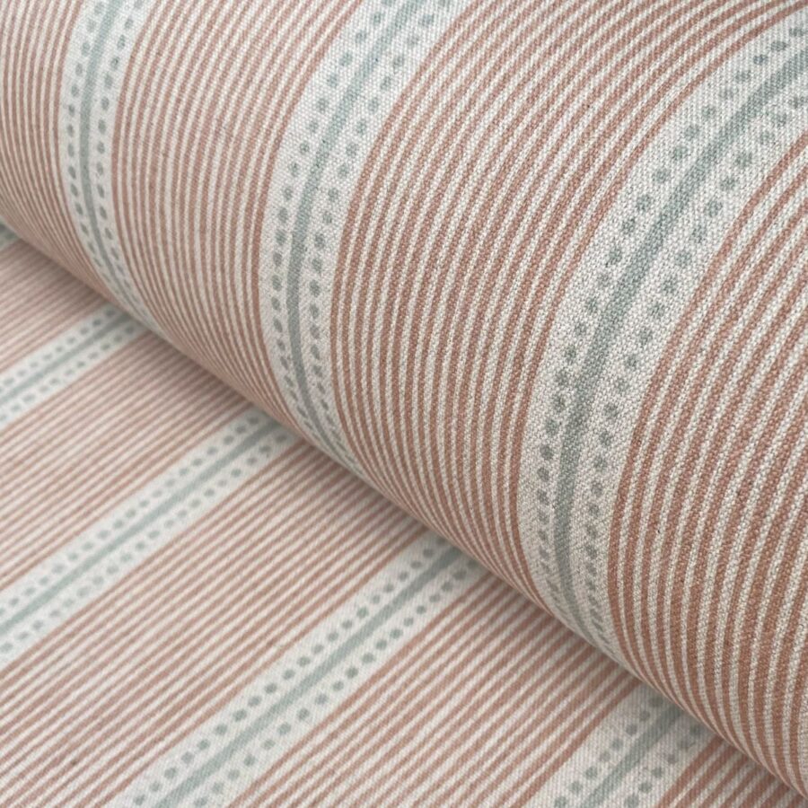 Extra Wide Avebury Stripe fabric Blush & Duckegg