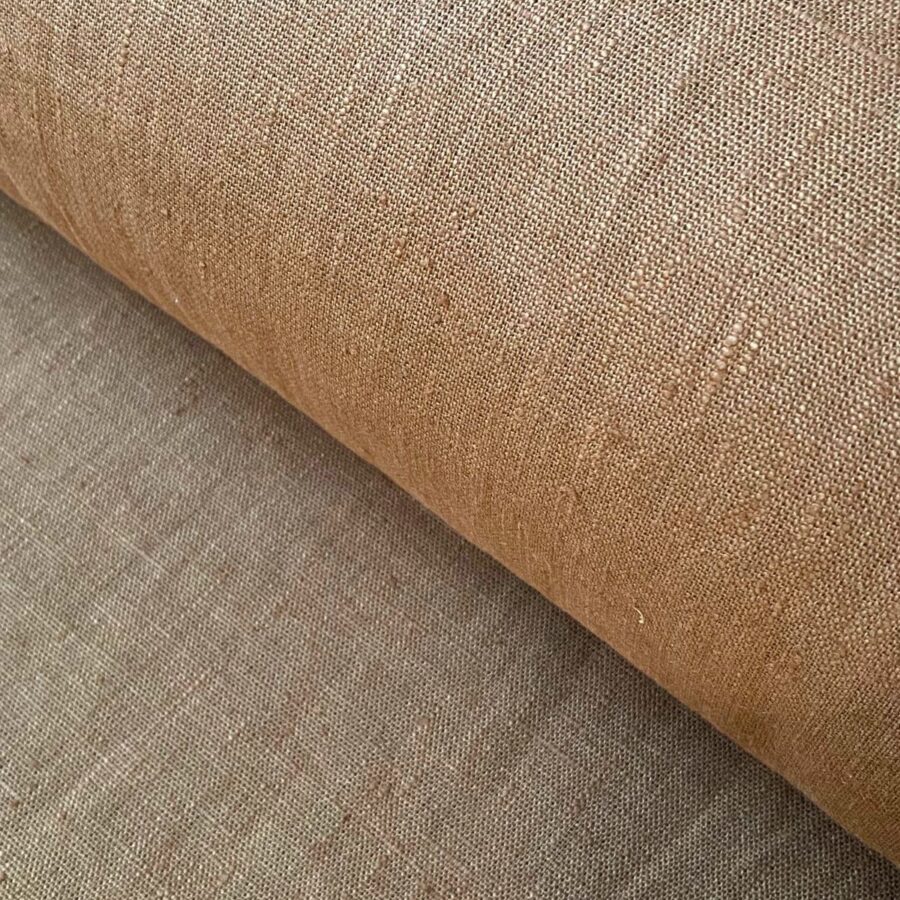 Tinsmiths French Washed Linen Fabric Buckskin Brown