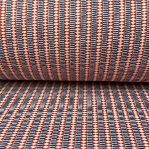 Tinsmiths Mexica Striped Fabric Cloth Red & Indigo suitable for curtains, blinds & Upholstery