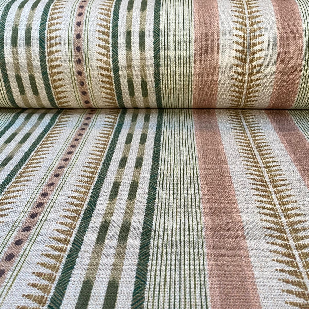 Extra Wide Caspian Stripe Forest Green & Etruscan - Image 3