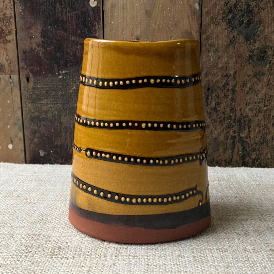 Erica Taylor Low amber glaze slipware vase