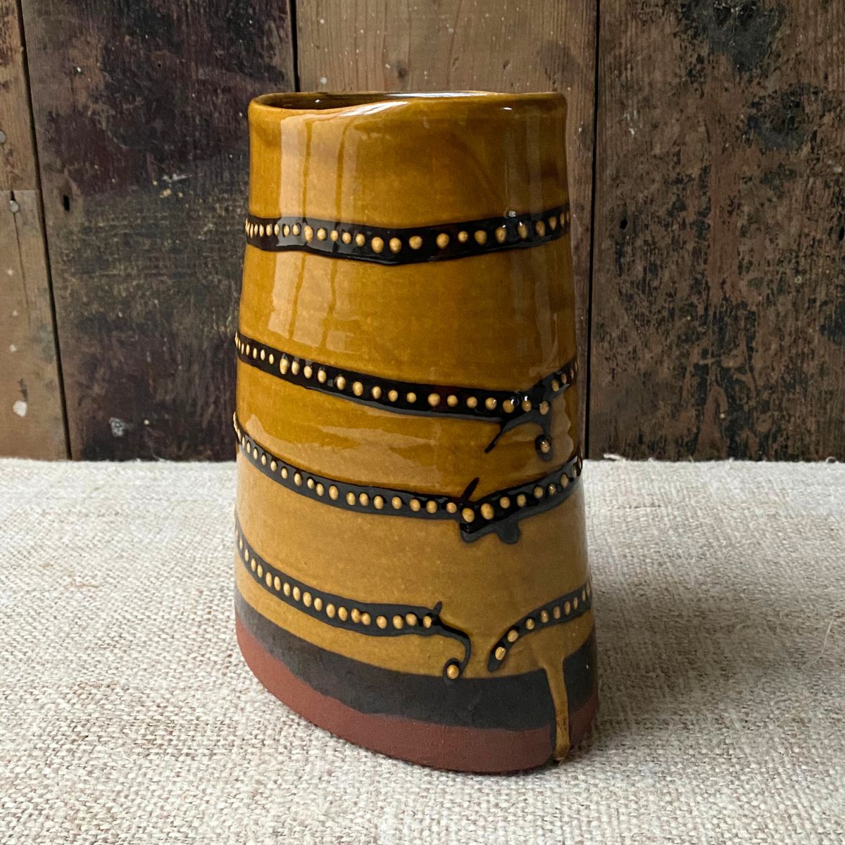 Erica Taylor Low Slipware Vase - Amber Ribbon ELTV - Image 2