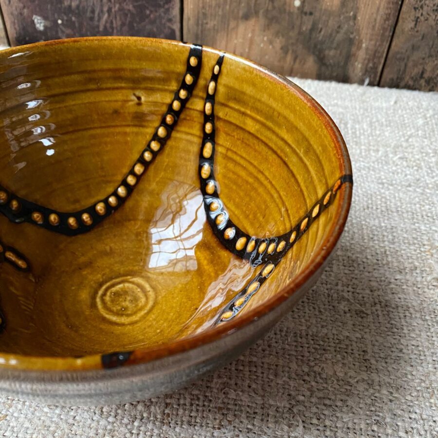 Erica Taylor Low Deep Footed Bowl - Amber Ribbon ETDI4