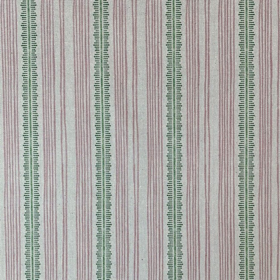 Tinsmiths Striped Feather Stripe Fabric on a roll in carnation pink & Leaf Green