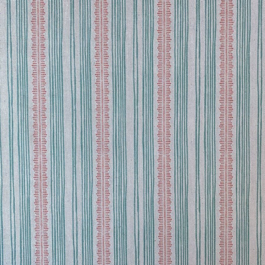 Tinsmiths Striped Feather Stripe Fabric on a roll in seagreen & coral