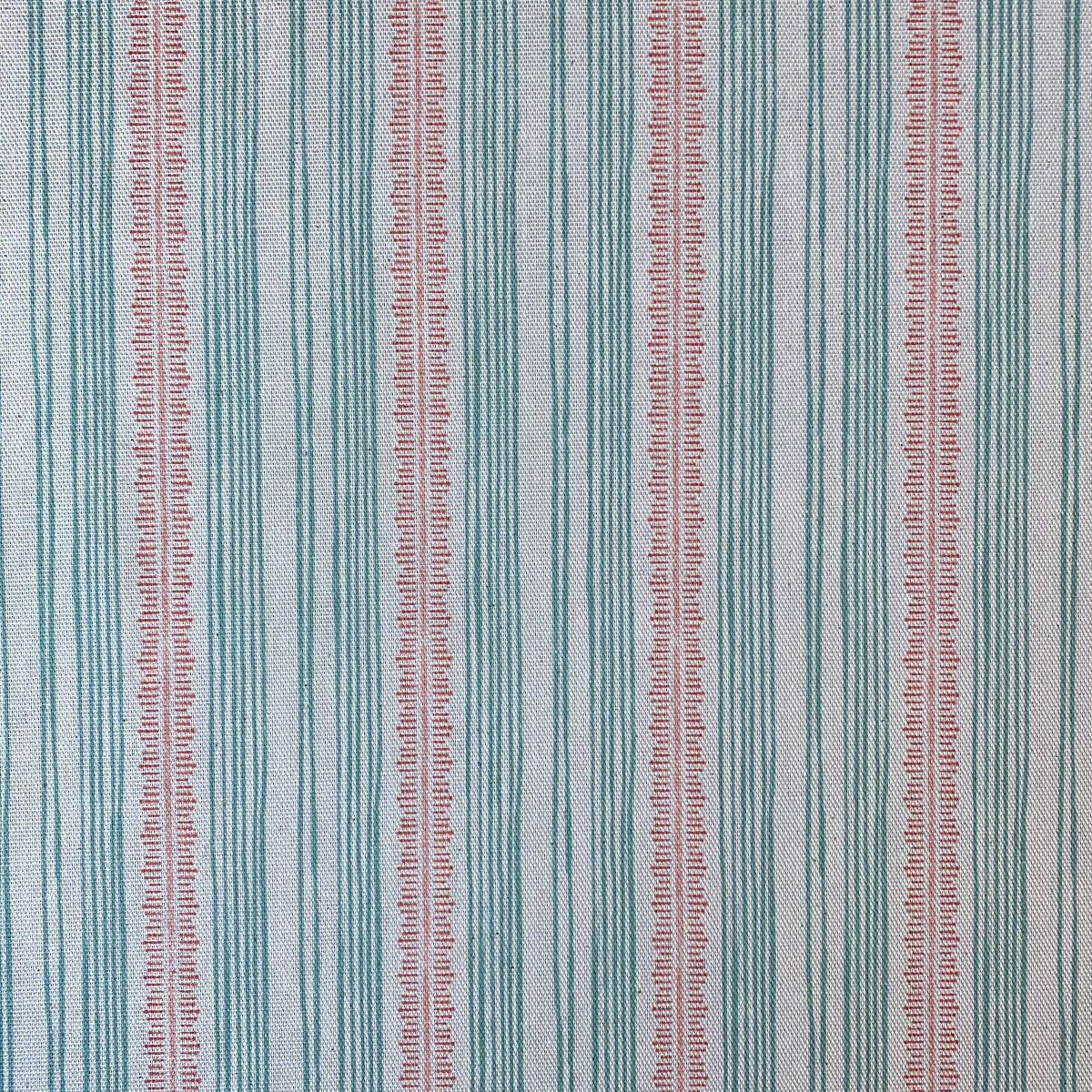 Tinsmiths Striped Feather Stripe Fabric on a roll in seagreen & coral