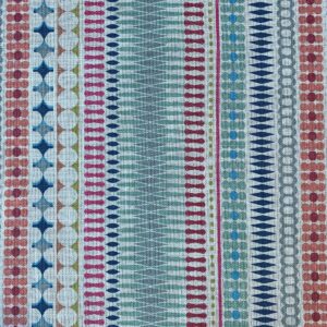 Tinsmiths Omega Striped Fabric roll in seagreen & raspberry
