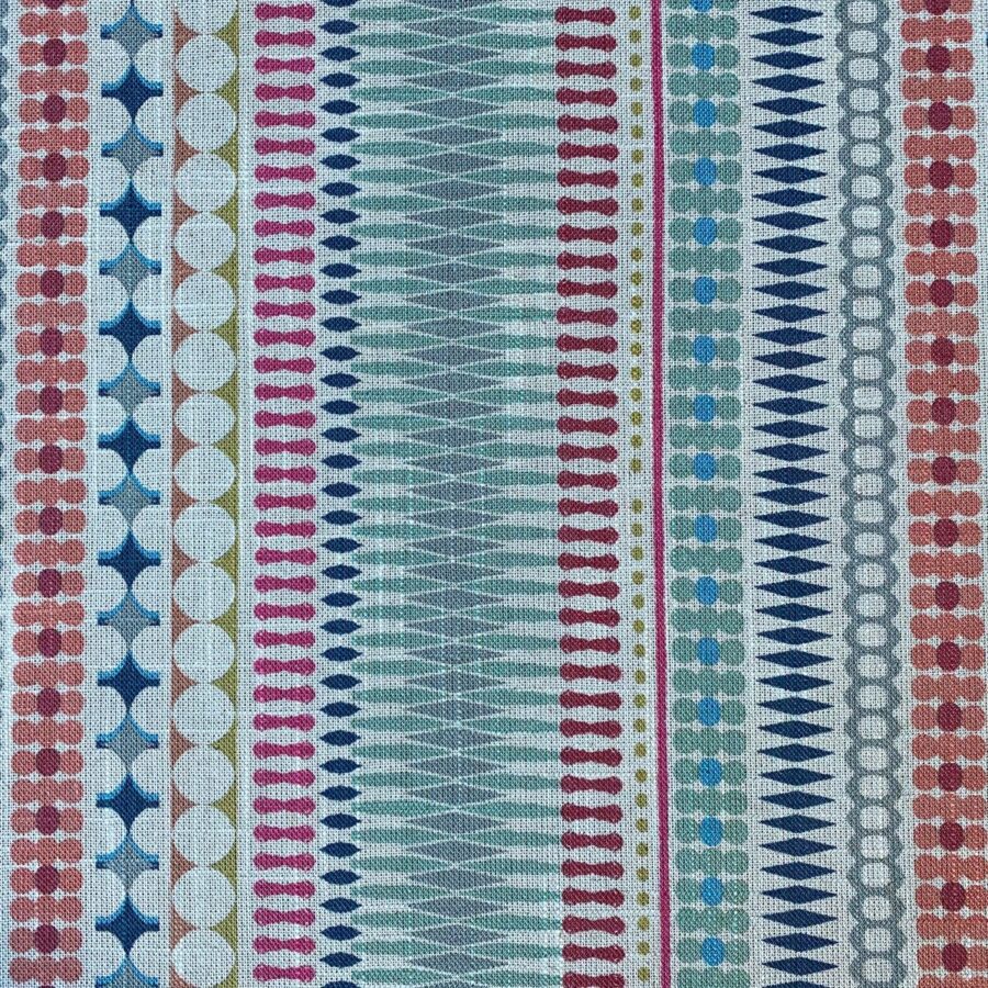 Tinsmiths Omega Striped Fabric roll in seagreen & raspberry