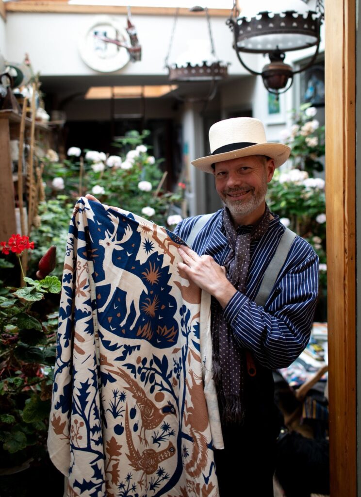 Mark hearld with White Heart fabric