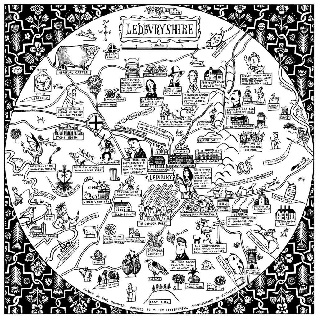 Paul Bommers Ledburyshire map for Tinsmiths
