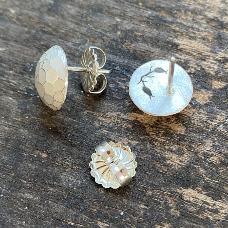 Silver Faceted Dome Earrings CDLT 3/10a