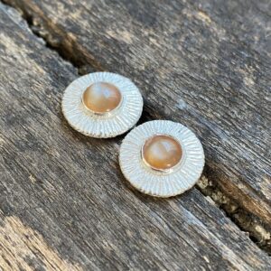 Silver Disc Earrings with Moonstone centre CDLT 3/7a - Image 2