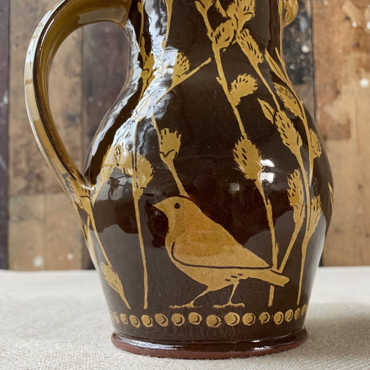 Katie B Morgan Slipware Jug KMSOR4 Willow Leaves - Image 6