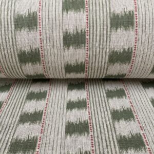 Sage green Striped linen on a roll
