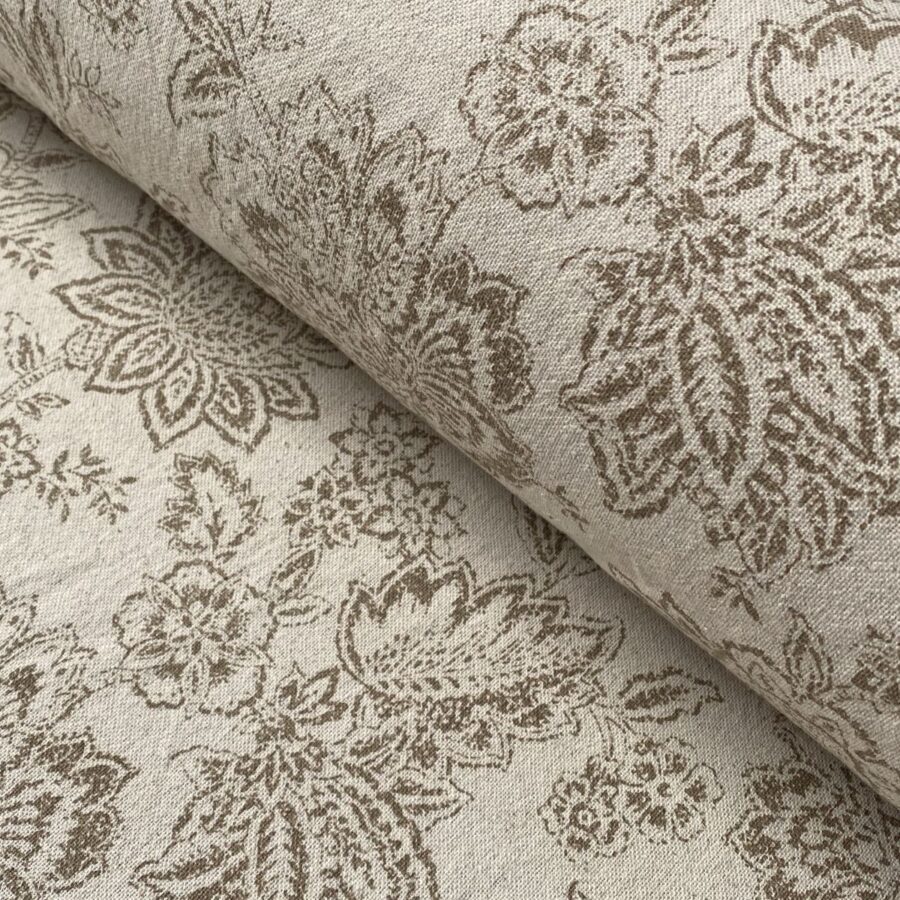 Tree of Life patterned fabric on a slanted roll