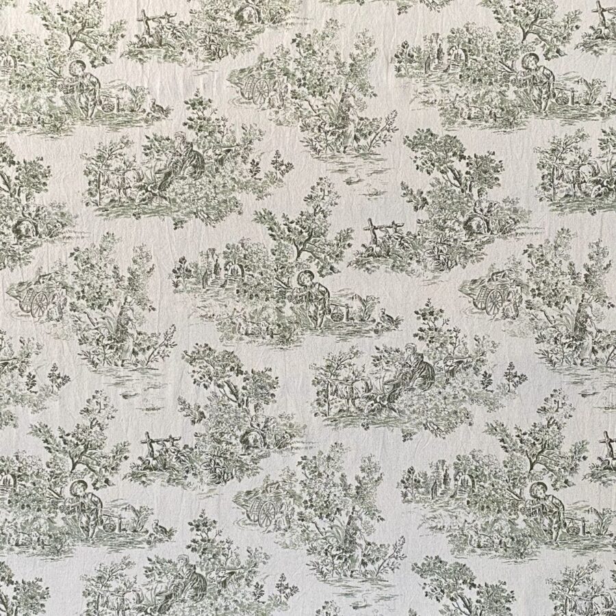 Elysium print fabric on a roll two-green design