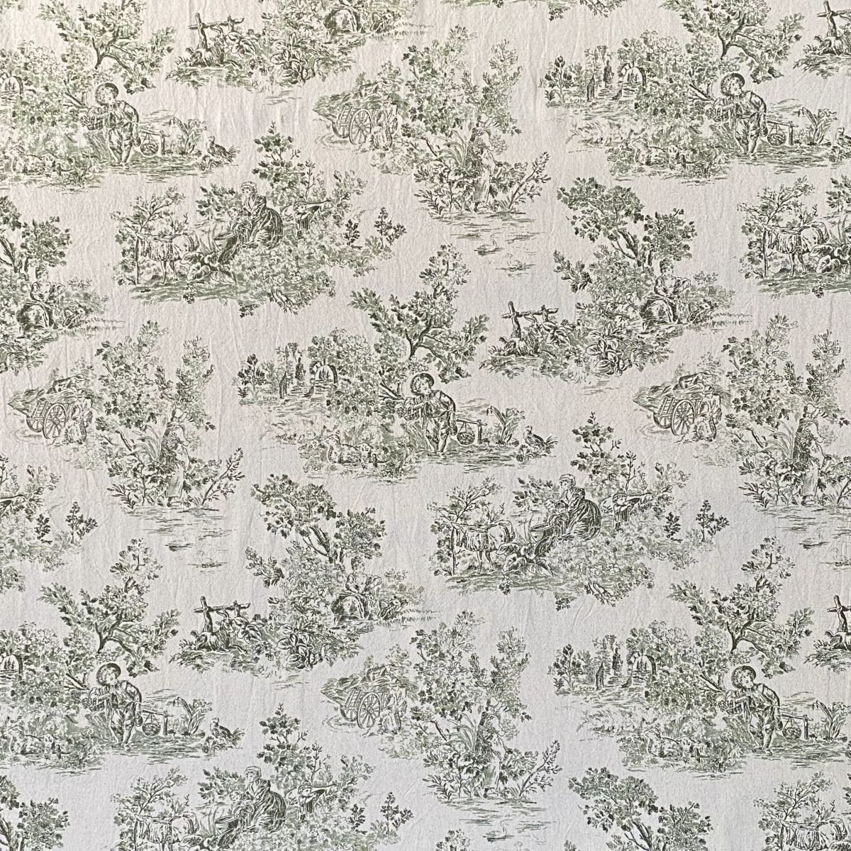 Elysium print fabric on a roll two-green design