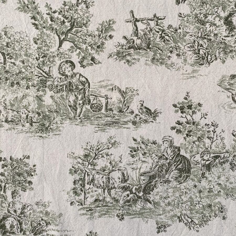 Elysium print fabric on a roll two-green design