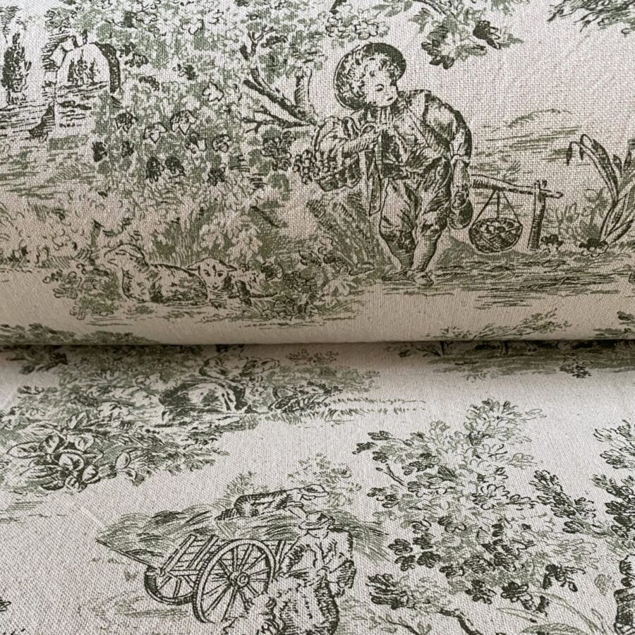 Elysium print fabric on a roll two-green design