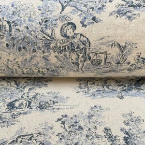 Elysium Print cotton of a pastoral, Toile De Jouy pattern. Tinsmiths
