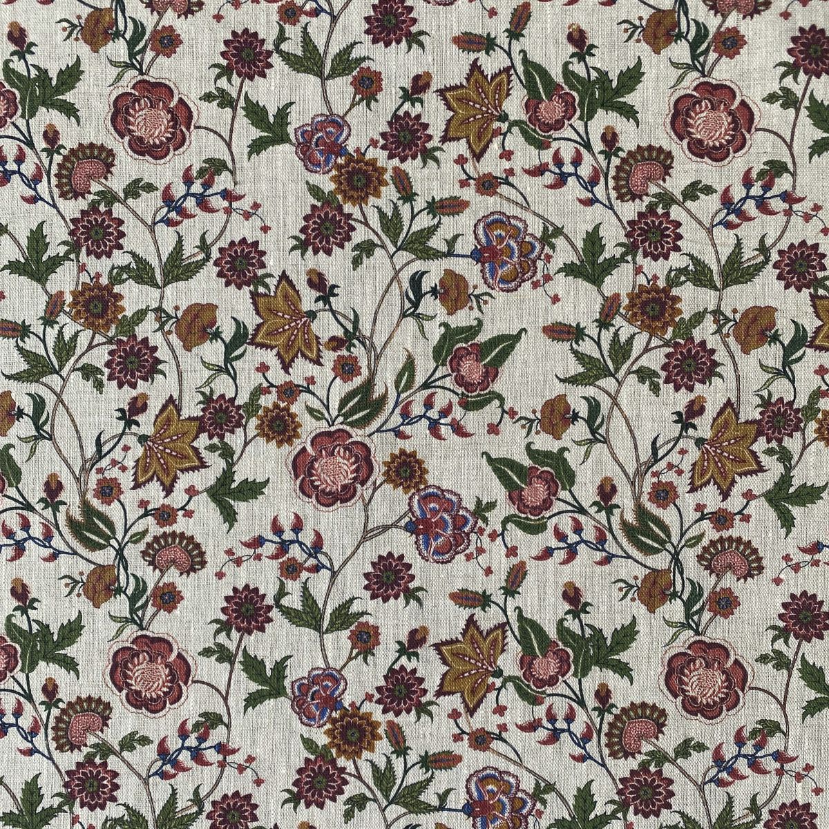Melody Linen Raspberry & Leaf Green - Image 2