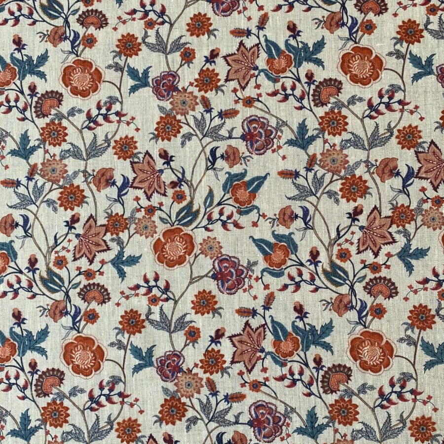 Melody Linen Teal & Orange
