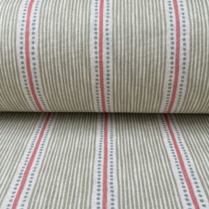 Extra Wide Avebury Stripe fabric Sage & Candy Pink
